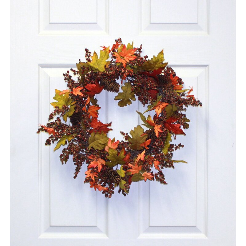 The Holiday Aisle® Fall Maple Leaves 21" Polysilk/Twig